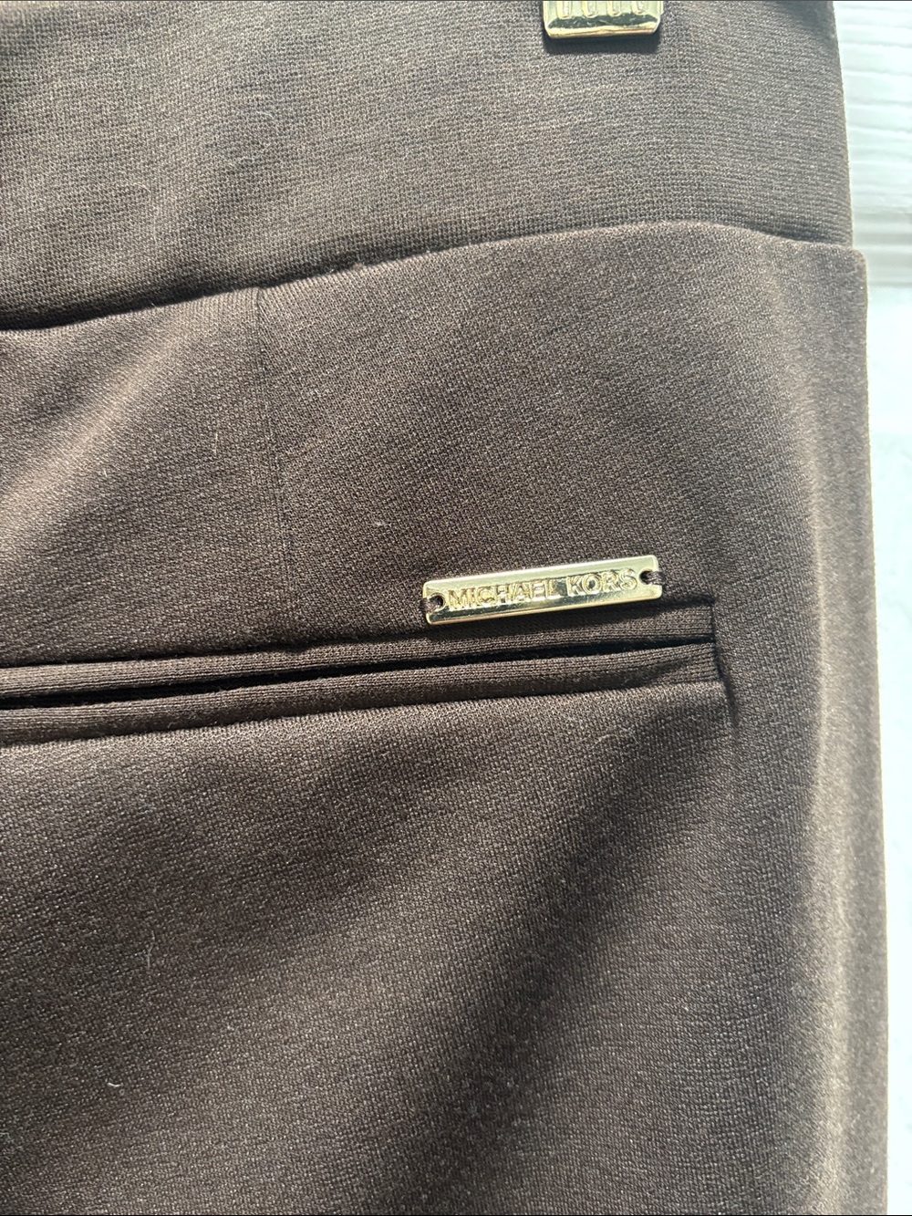 MICHAEL Michael Kors Chocolate Brown Straight-Leg Ponte Pants - Picture 4 of 7